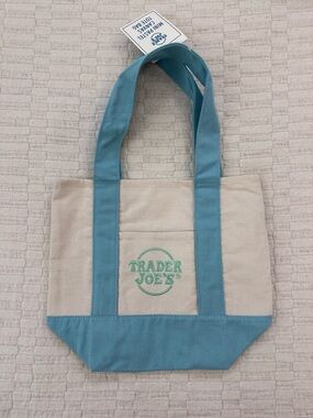 Trader Joe’s Mini Canvas Tote Bag - blue/green
